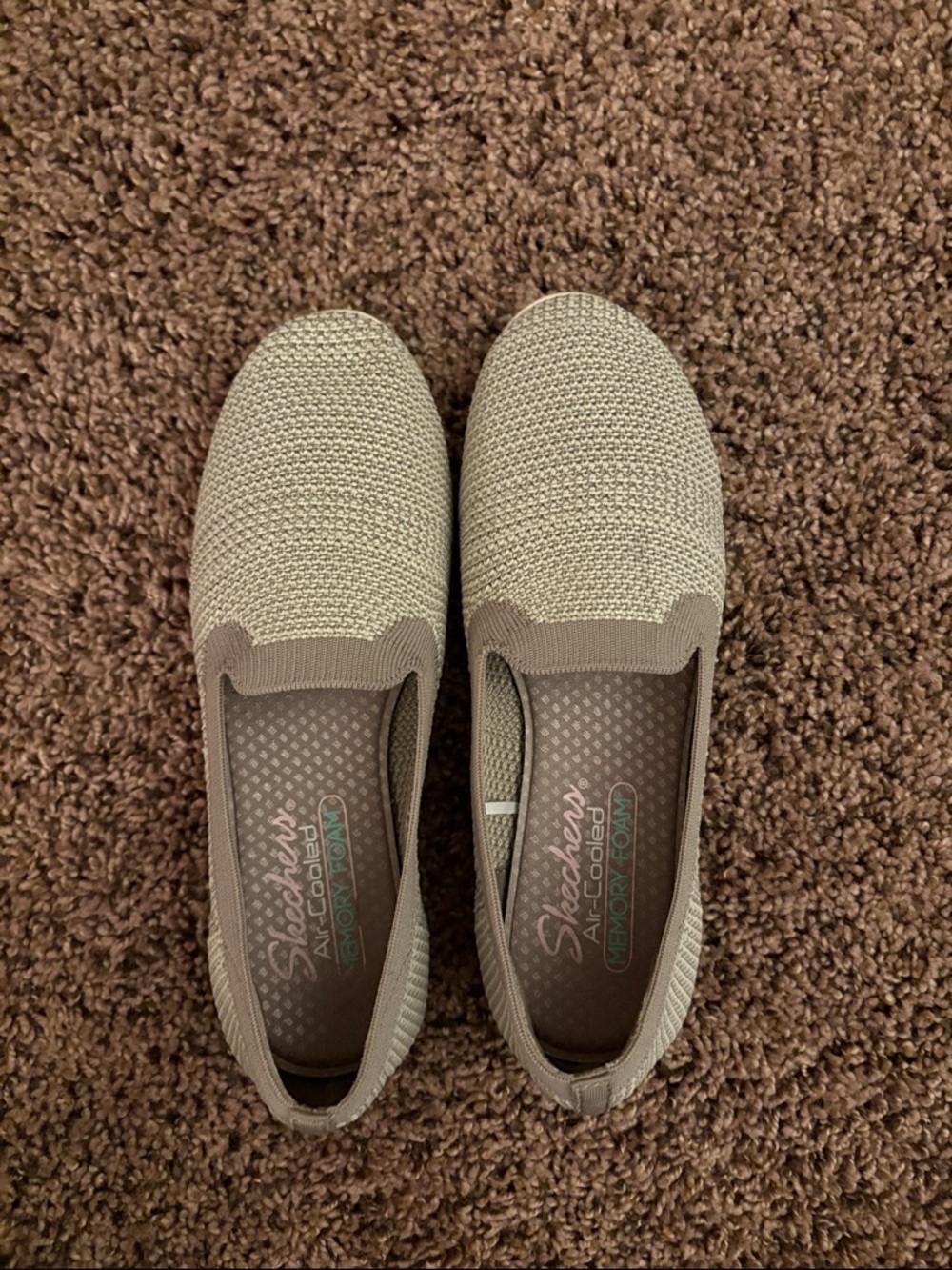 Skechers Women's Cleo Sport Slip-On Knit Flats in Taupe